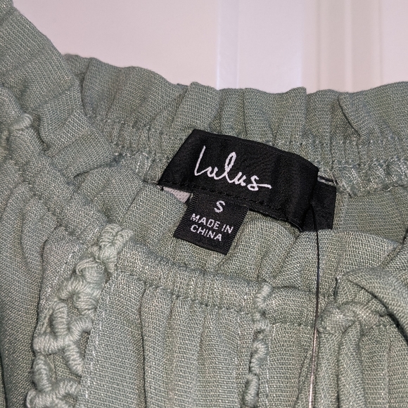 Sage Green Off the Shoulder Mini Summer Dress - Picture 8 of 8